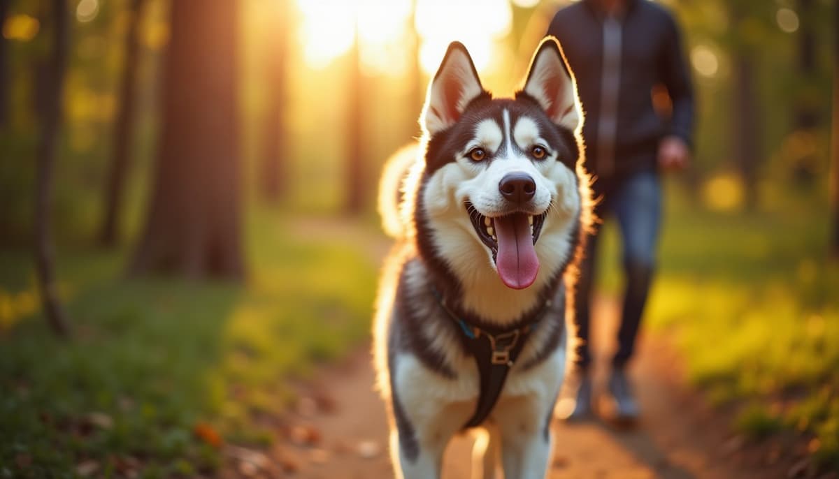 A dog on a walk — Pet Supplements in Arlington TX for Dogs