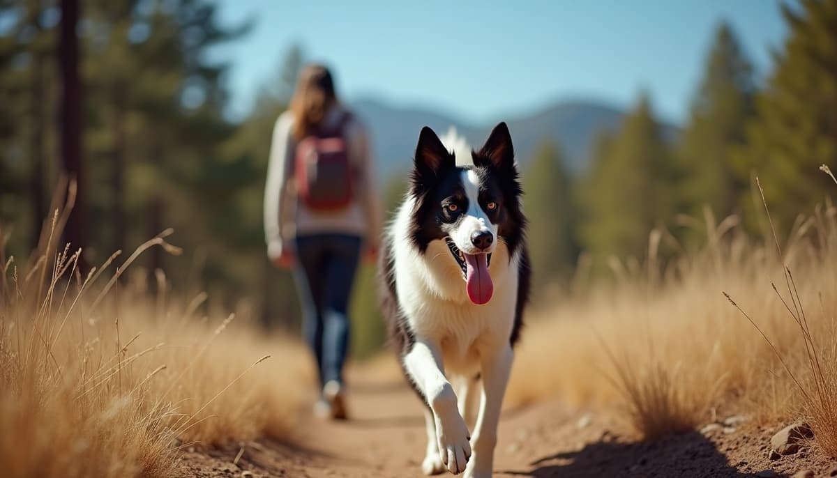 A dog on a walk — Pet Supplements in Palmdale CA for Dogs